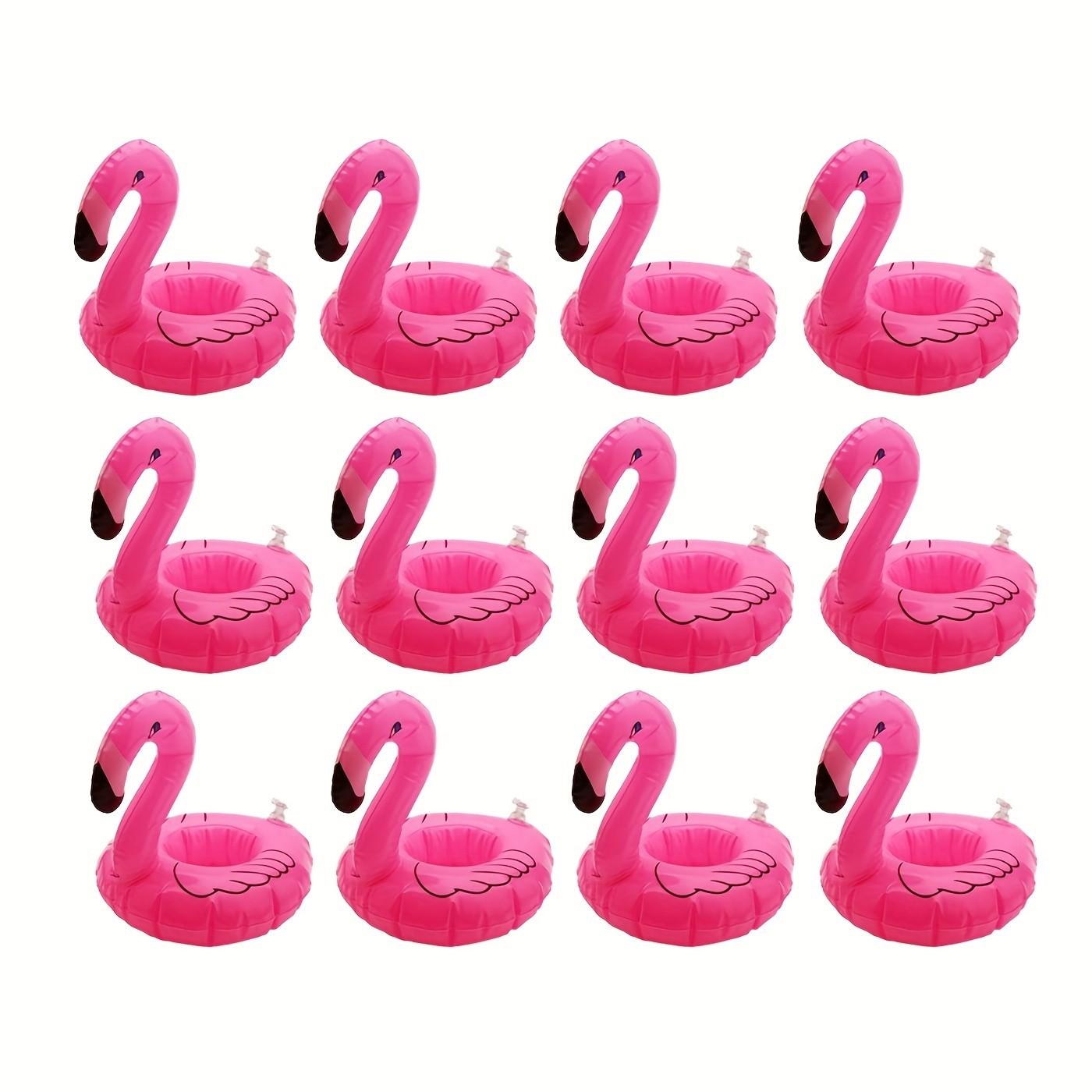 Set of 12 Inflatable Flamingo Drink Holders – Perfect for Summer Pool Parties, Reusable Cute Animal Coasters, Ideal for Keeping Drinks Afloat