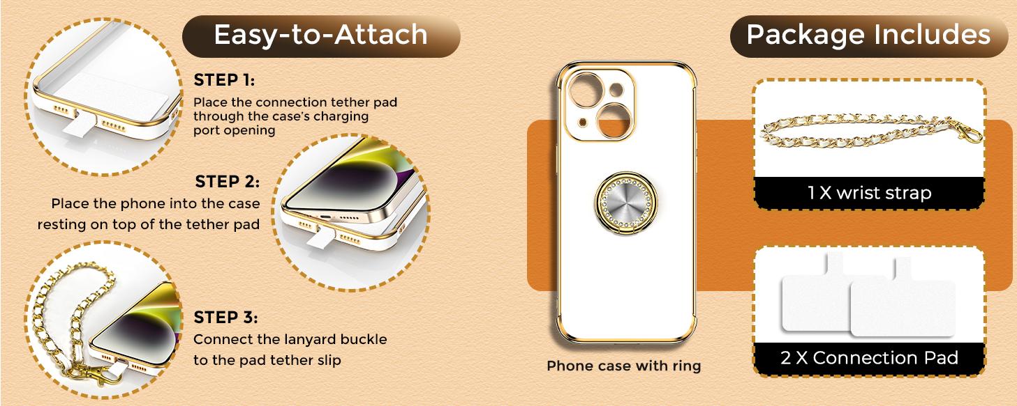 XYZ for iPhone 11/12/13 Case with Stand, Phone Case with Ring Holder Kickstand, Women Girls Cute Bling Luxury Wrist Strap Protective Cover