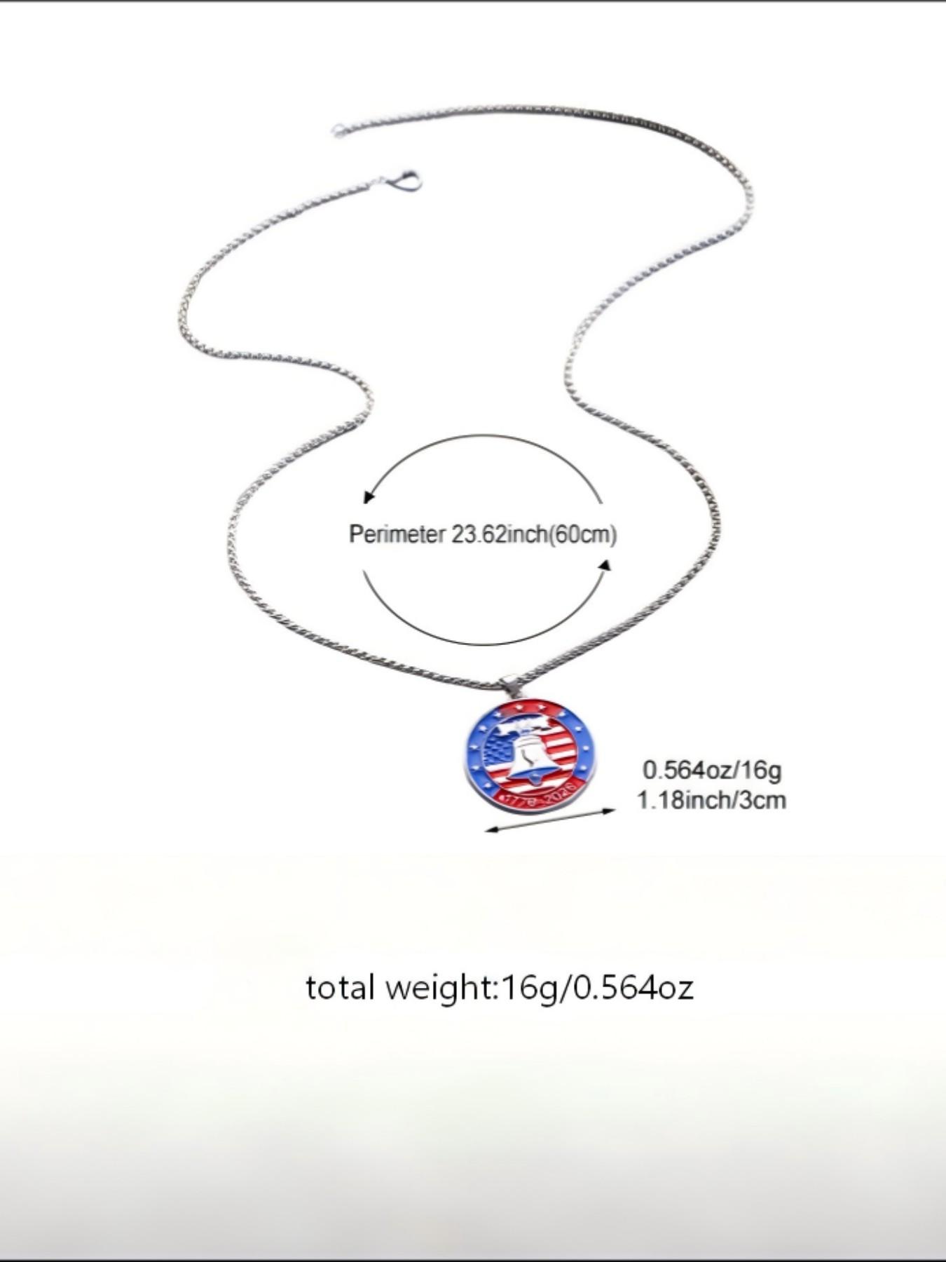 American 250th Anniversary Alloy Necklace, Liberty Bell Totem Pendant, Lockbone Chain, Sweater Chain Accessory, Unique Jewelry Gift