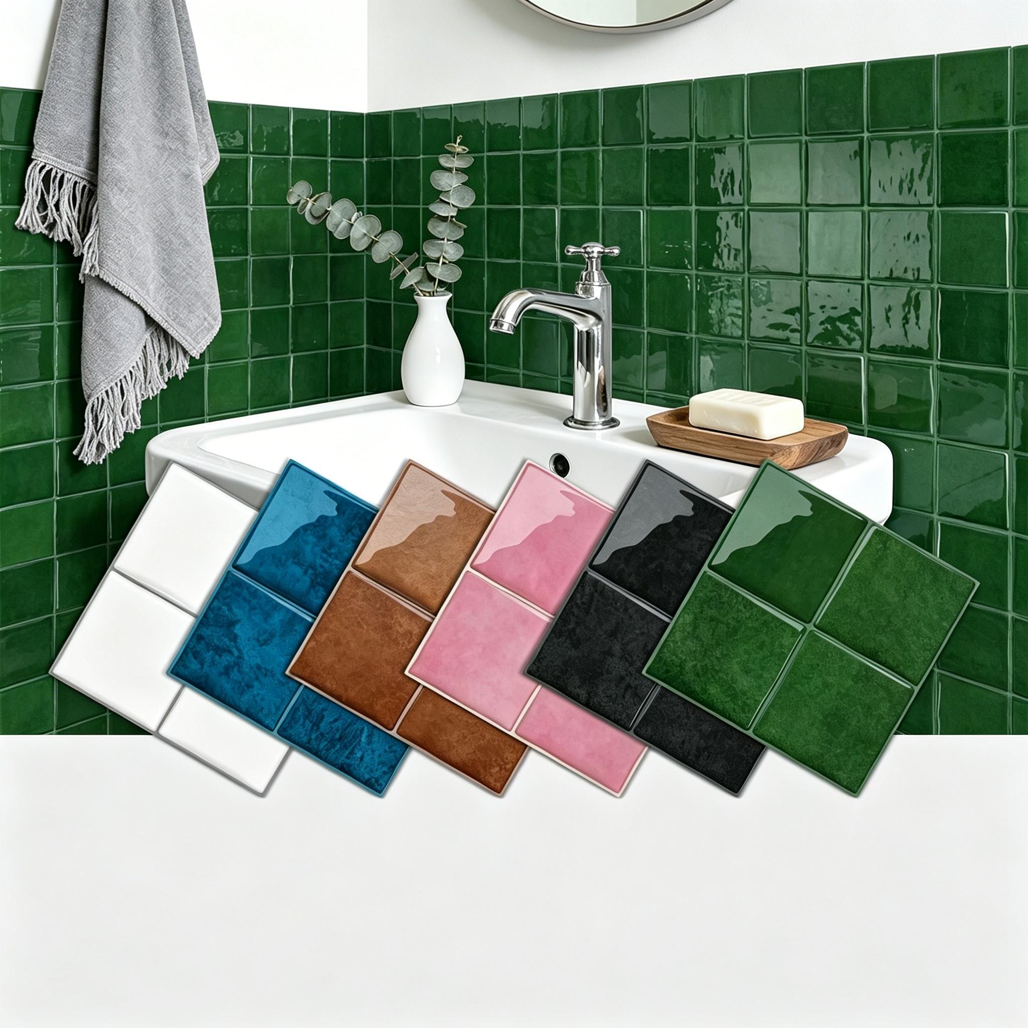 8pcs 3D Self-Adhesive Wall Tiles Stickers, 15.25x15.25cm, Multi-Color Grid Patterns, Removable Wall Decals for Kitchen, Bedroom, Living Room