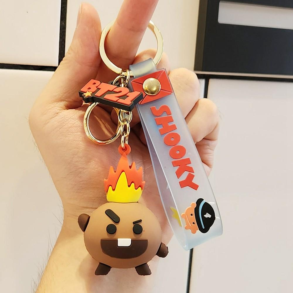 Anime Cartoon BT21 Shooky Cooky Flatback Charm Pendant Set Toy Kawaii Popular Doll Y2K Fashion Cute Backpack Keychain Pendant Gift for Girls - Adorable Character Designs for Collection or Decoration Gift
