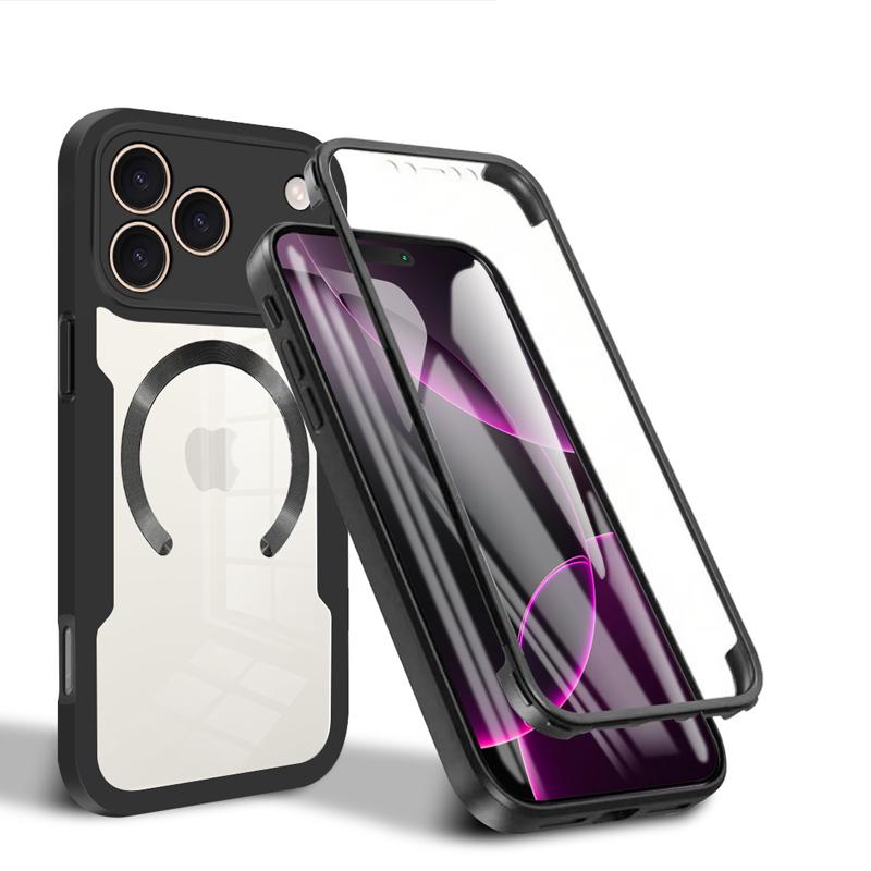 Screen Full Coverage Silicone Case, Ultra-Thin Transparent Magnetic Charging, Anti-Fingerprint Drop Proof Scratch Protection for iPhone