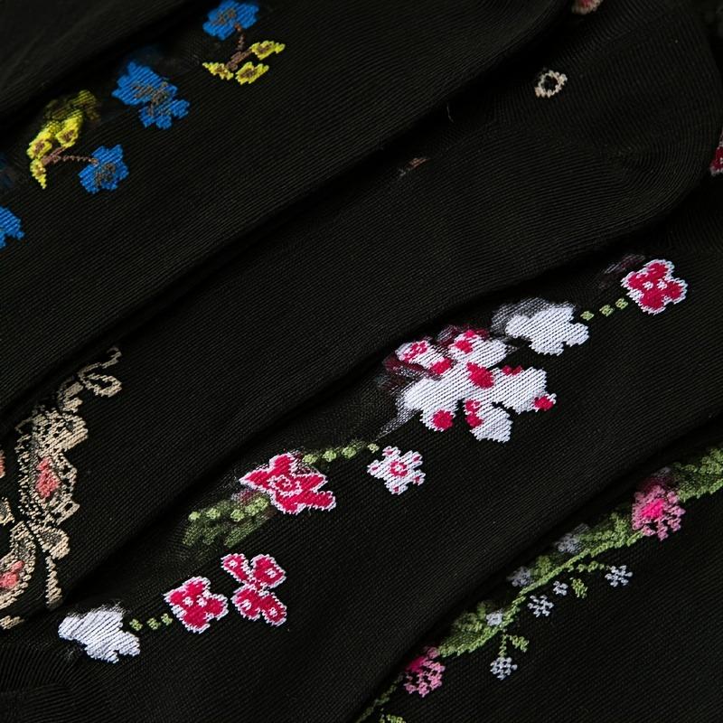 Vibrant Floral Patterned Glass Socks - 10 Pairs of Soft, Breathable Mid Tube Socks for Women - Comfortable Casual Attire, Work, or Special Occasions