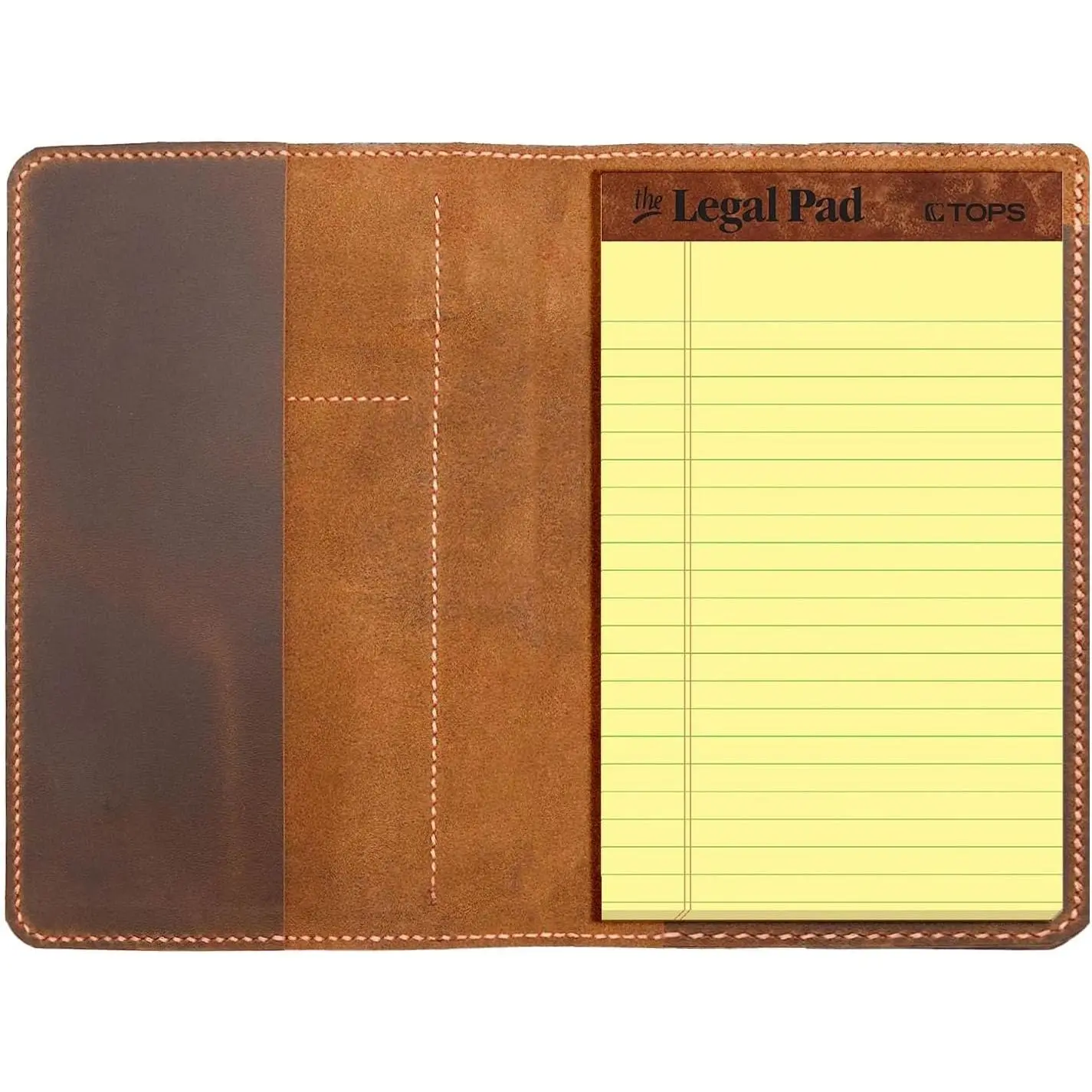 Notebook Notepad Cover for TOPS The Legal Pad Writing Pads Docket 5" x 8" Cover, retro real leather portfolio folder cover organizer (Brown)