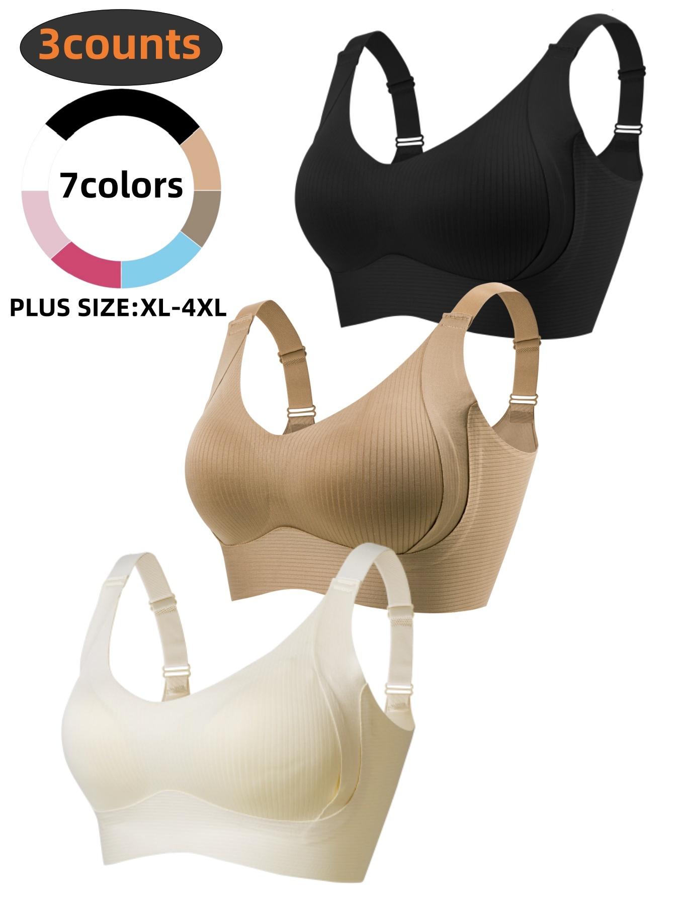 3-Pack Plus Size Comfortable Seamless Bras, Sizes 1XL-4XL, Designed for Women, Wire-Free Push-Up Style, Suitable for Daily Wear, Maximum Comfort Underwear, Wireless Seamless Bra
