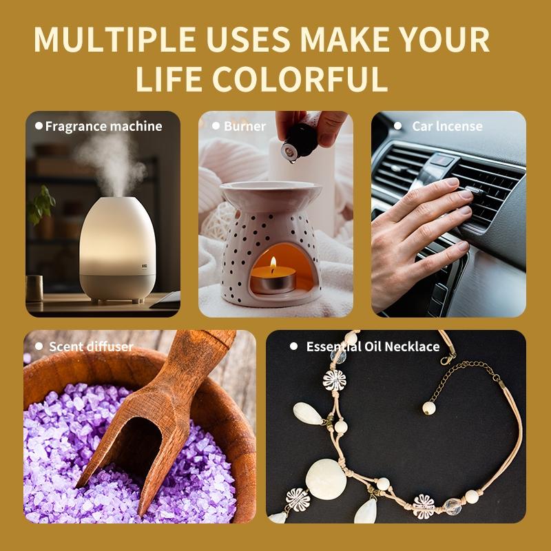 6pcs 10ML Aromatherapy Essential Oil Gift Set, Natural Yoga Oil Plant-Based, Scented Diffuser Oils, Suitable for Humidifiers Diffusers, Deodorizer for Living Room Bathroom