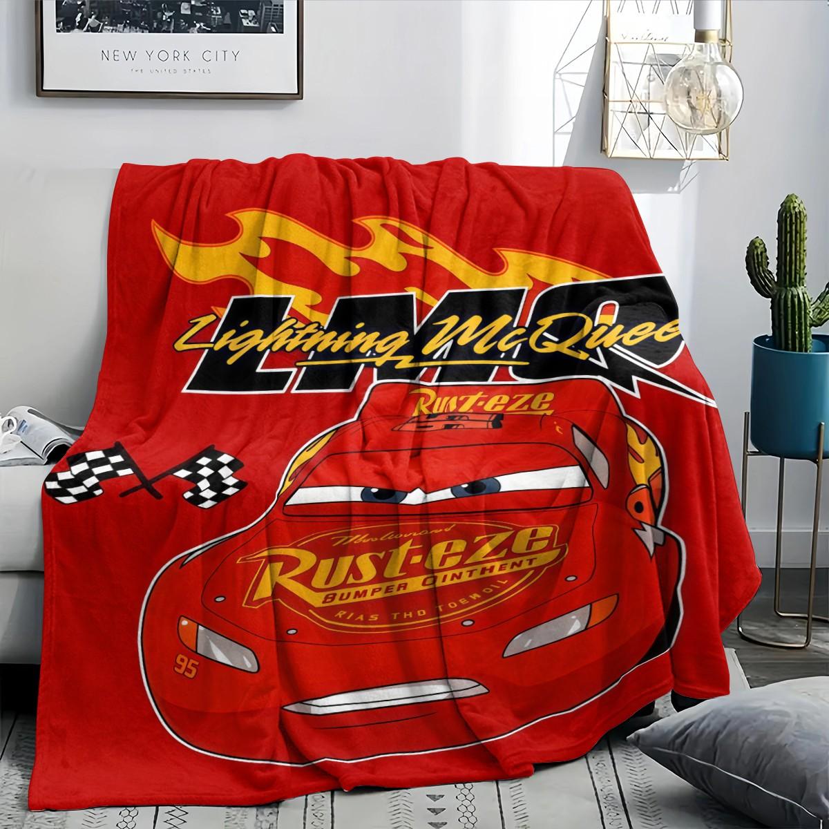 Cars Lightning Mcqueen Flannel Blanket, Flame Rust-Eze Identifier, Soft Skin-Friendly, Bedroom Nap Sofa Warm Cover, Holiday Gift