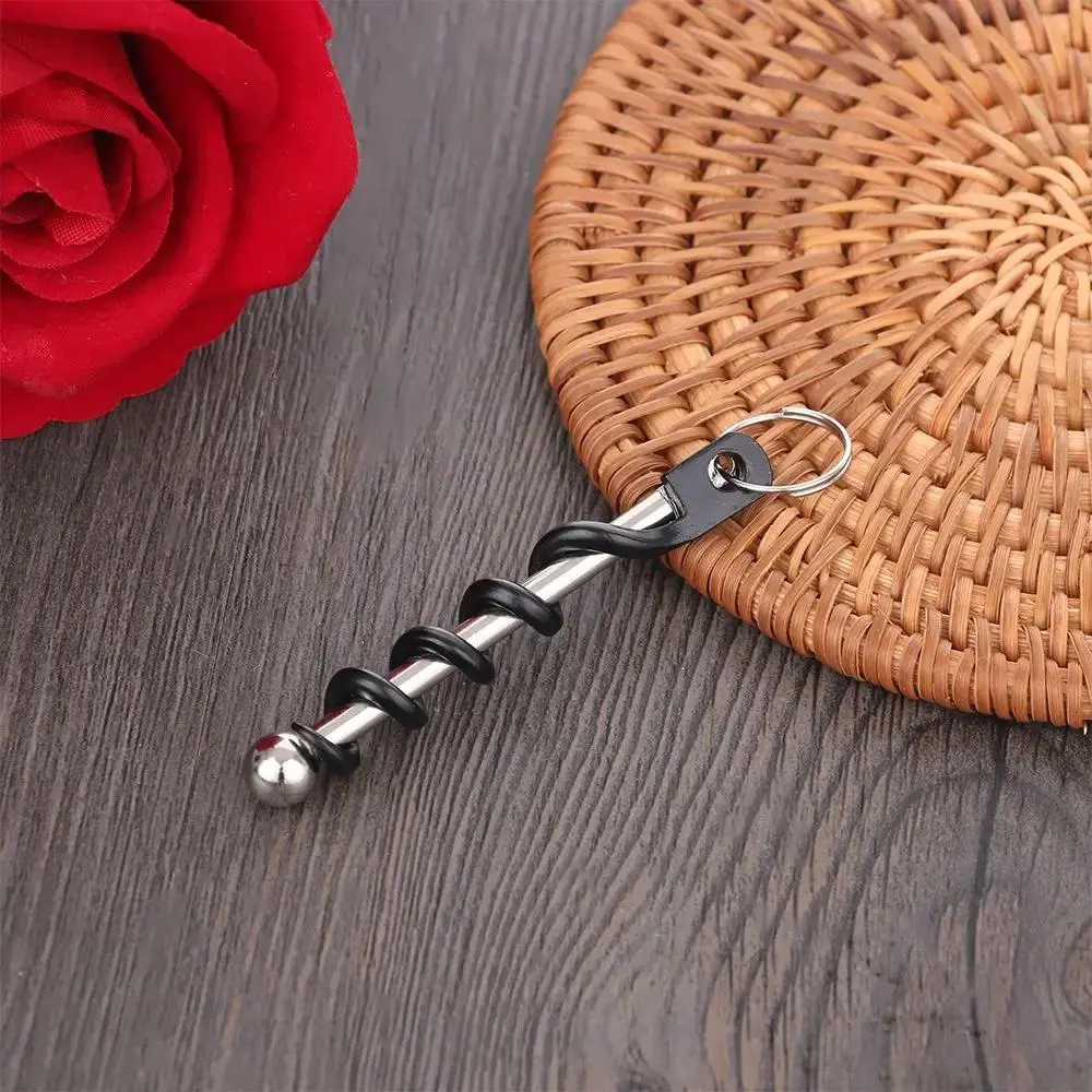 EDC Keyring Stainless Steel Red Wine Bottle Opener Corkscrew Twist Stick Cork Puller