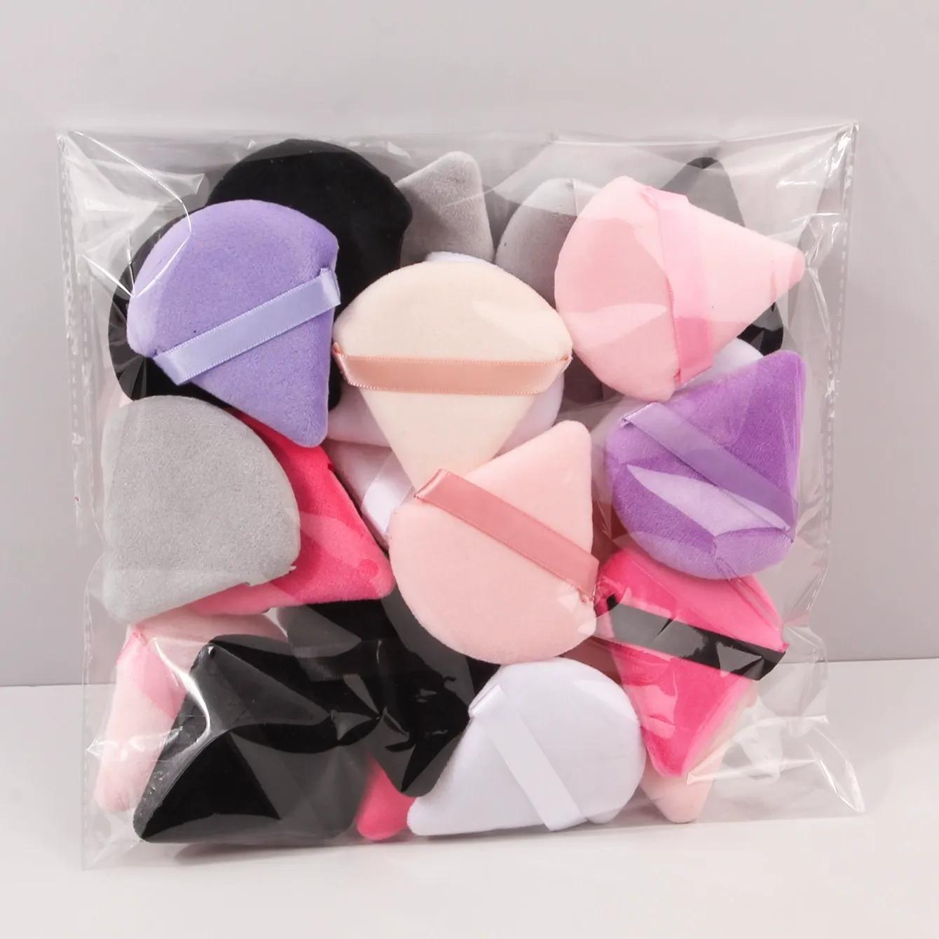 50 Pack Triangle Velvet Powder Puffs, Reusable Makeup Sponges, Multi-Color Plush Face Puffs for Foundation Setting, Essential Beauty Tools