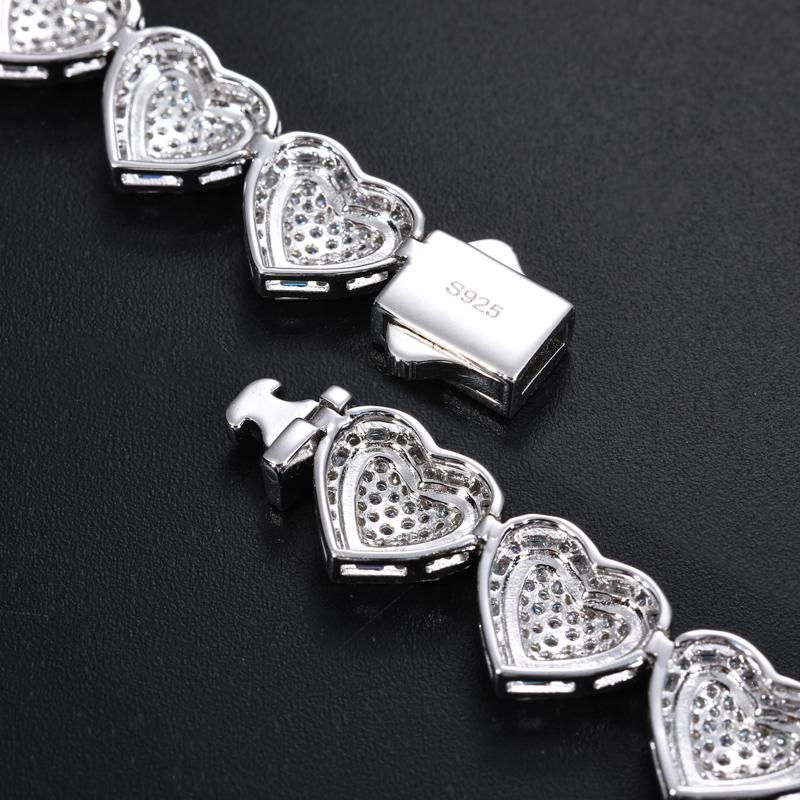 【#B230】  Sparkling Synthetic Moissanite Chain Bracelet 100% 925 Sterling Silver