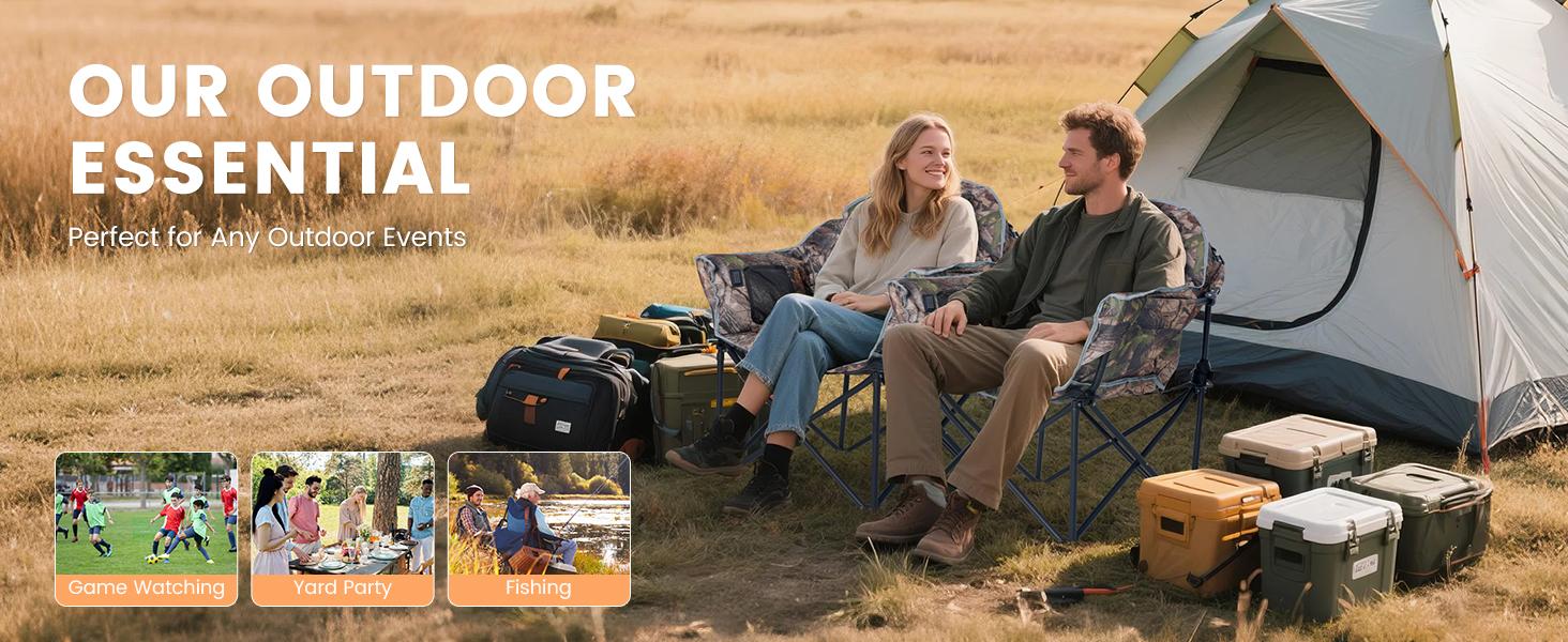 LILYPELLE Oversized Heated Moon Saucer Lounge Chair - XL Padded, 3 Heat Levels, Portable Folding for Outdoor Camping, Travel [Battery Not Included]