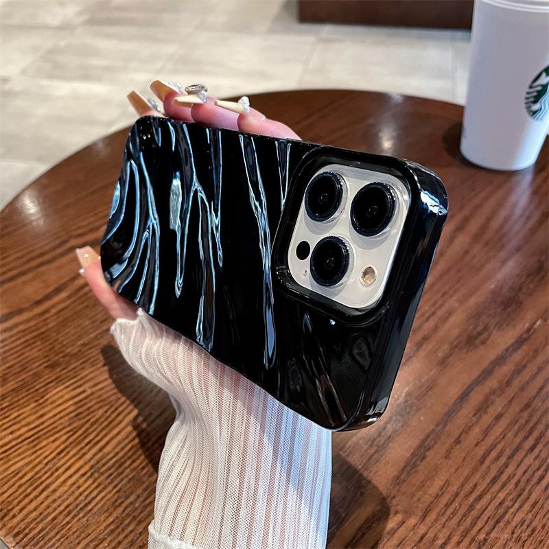 Simple three-dimensional wave pattern mobile phone case suitable for iPhone15/15promax/15pro/11/12/13/14promax/11pro/11promax/12pro/12promax/13pro/13promax/14pro/14promax/soft shell simple creative Shockproof Phone Cover