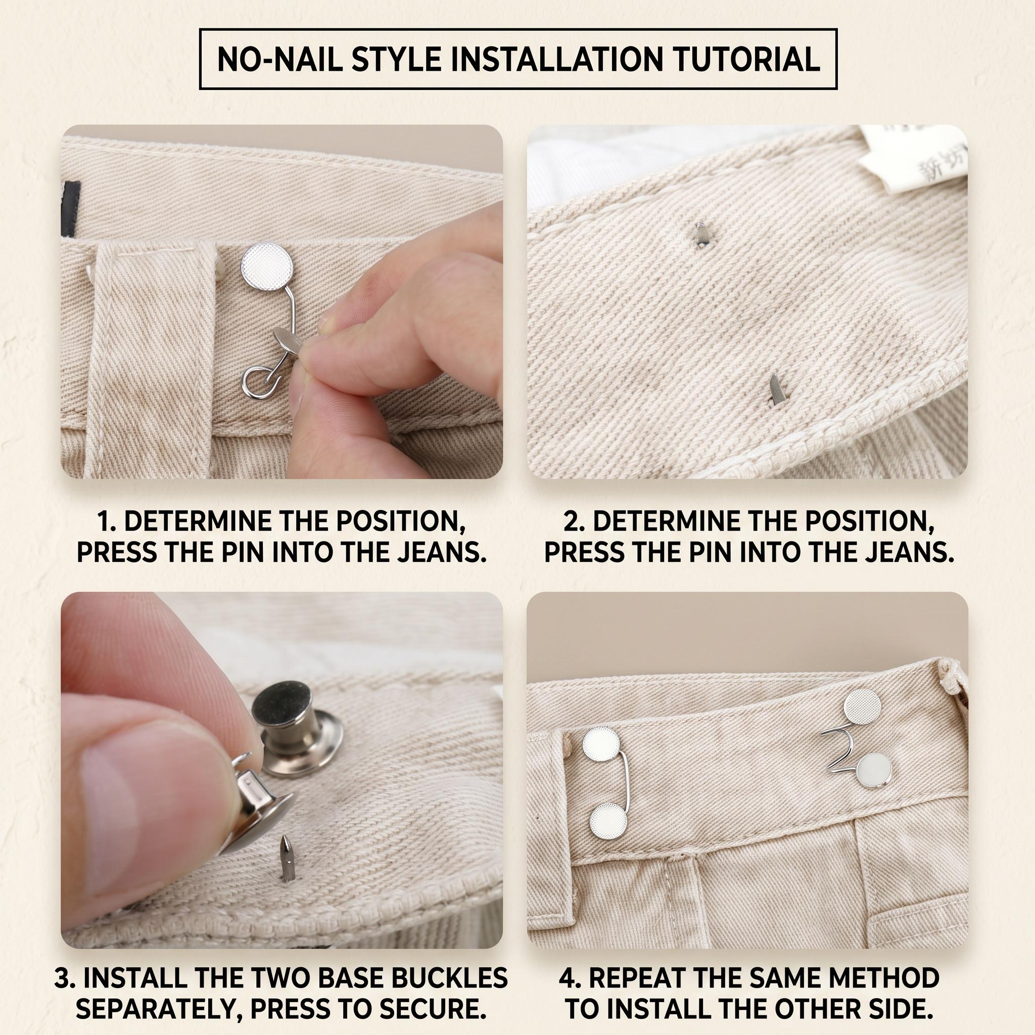 Seamless Jeans Waist Belt Tightener, Adjustable Fit & Secure Metal Button Hook, Durable Clip Design, Versatile Style for Women's Pants-YY1