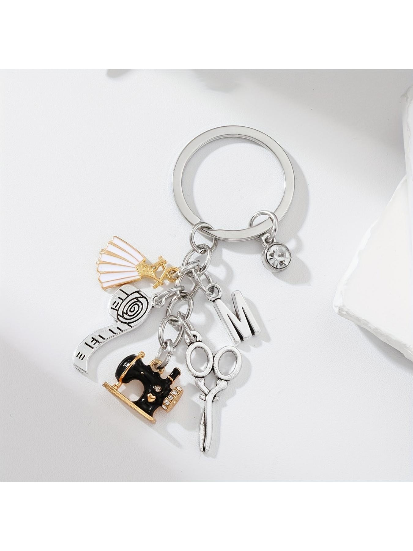 1pc Chic Alloy Keychain with Sewing Machine, Tape Measure & Scissors Charms - "Sewing Enthusiast" Metal Key Ring - Ideal Friendship Gift, Sewing Accessories