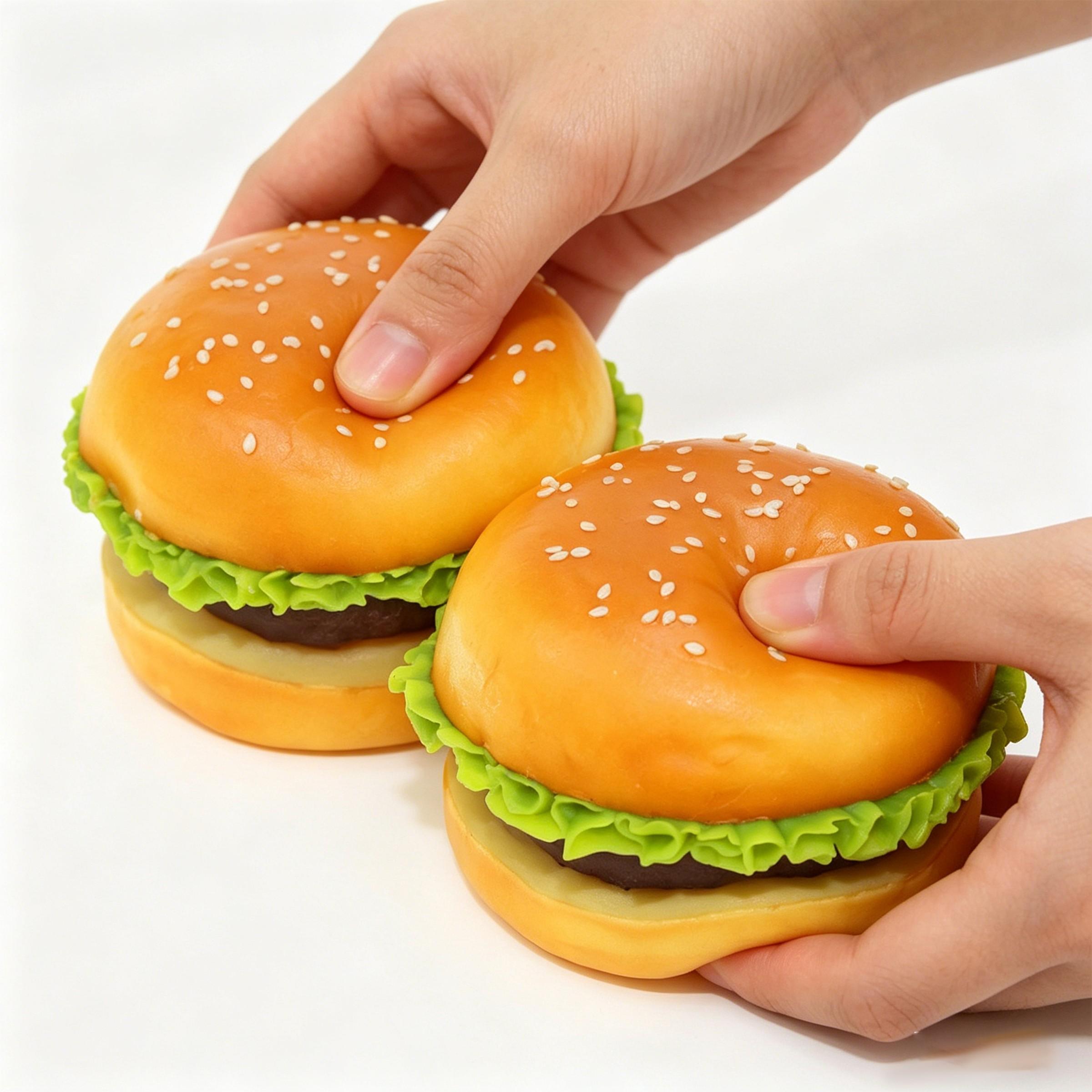 PU Simulation Hamburger Squeeze Toy Slow-Rebound Creative Sesame Bread Squeezeable Toy Food Model Gift