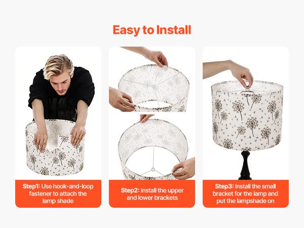 VEVOR Drum Lamp Shade 2 Set, 13 in Topx 13 in Bottomx 10 in High, Medium Drum Linen Lampshade, Replacement Lamp Shade for Table Lamps Floor Lamps, Easy Assembly Required (Light Dandelion Pattern) VEVOR Drum Lamp Shade 2 Set, 13 in Topx 13 in Bottomx 10 in High, Medium Drum Linen Lampshade, Replacement Lamp Shade for Table Lamps Floor Lamps, Easy Assembly Required (Light Dandelion Pattern)