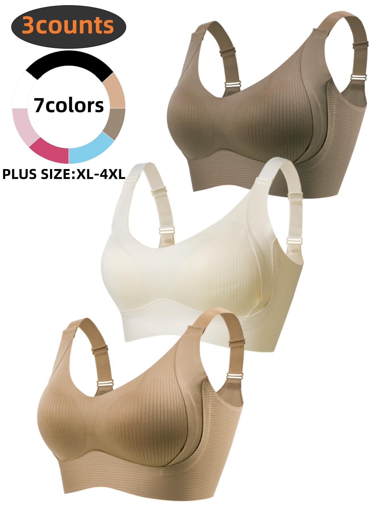 3-Pack Plus Size Comfortable Seamless Bras, Sizes 1XL-4XL, Designed for Women, Wire-Free Push-Up Style, Suitable for Daily Wear, Maximum Comfort Underwear, Wireless Seamless Bra