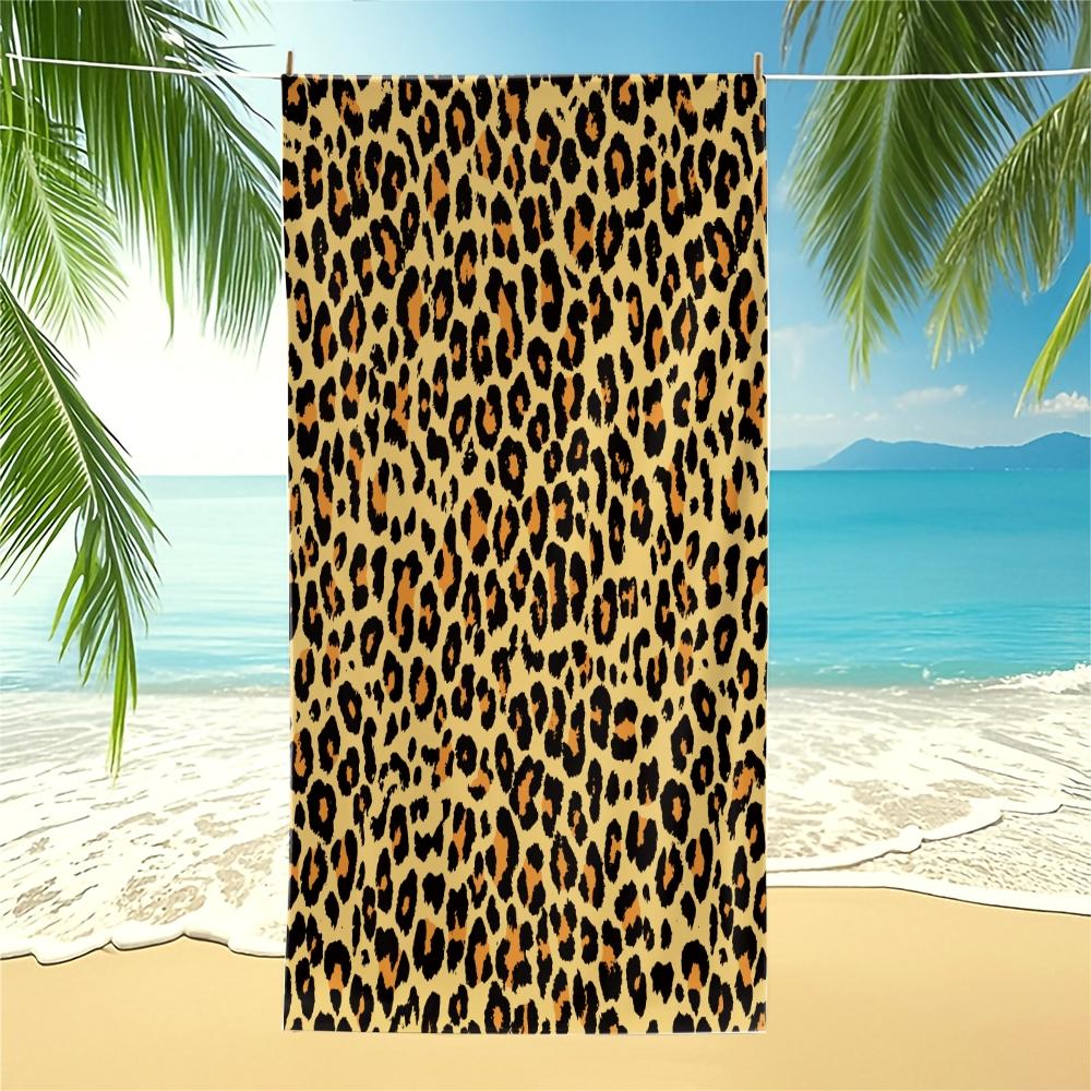 Classic Leopard Print Luxury Vintage Bohemian Sand Free Beach Towel, for Beach, SPA, Hot Spring, Pool, Gym & Camping, Super Absorbent & Quick Dry, Perfect Housewarming Birthday Christmas Gift