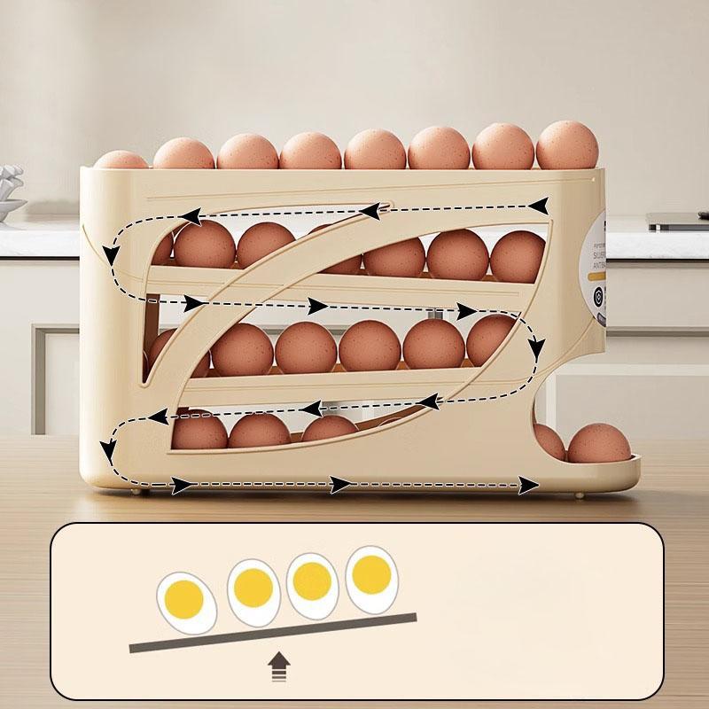 Stackable Egg Storage Box for Refrigerator, Refrigerator Organizer, stackable fridge organizer, Automatic Slide-Out Design, Space-Saving Large Capacity, Transparent PP Material