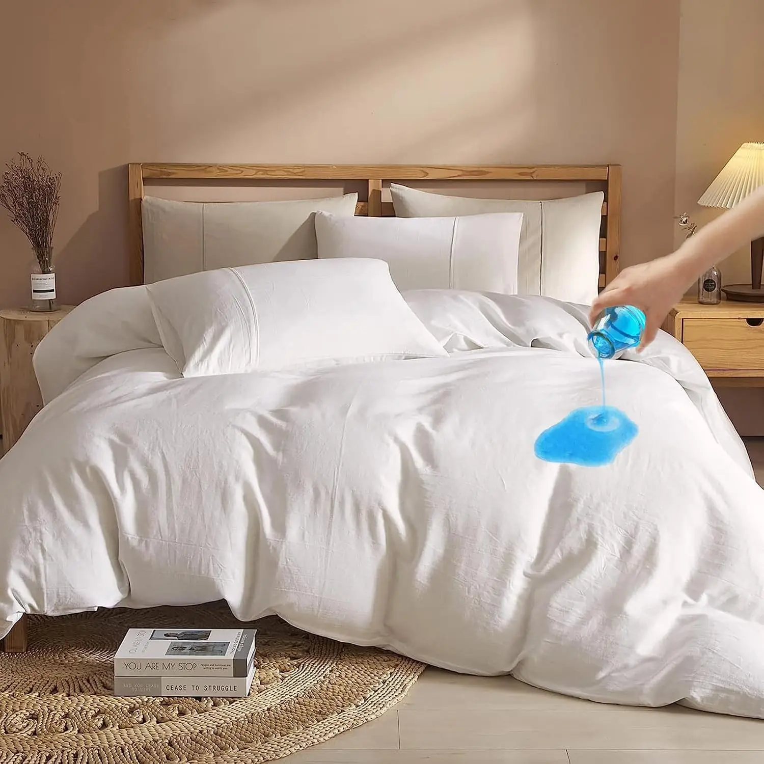 Waterproof Duvet Cover Washable＆Reusable Breathable White Incontinence Duvet Protector Cover with Zipper Closure (Cal King)