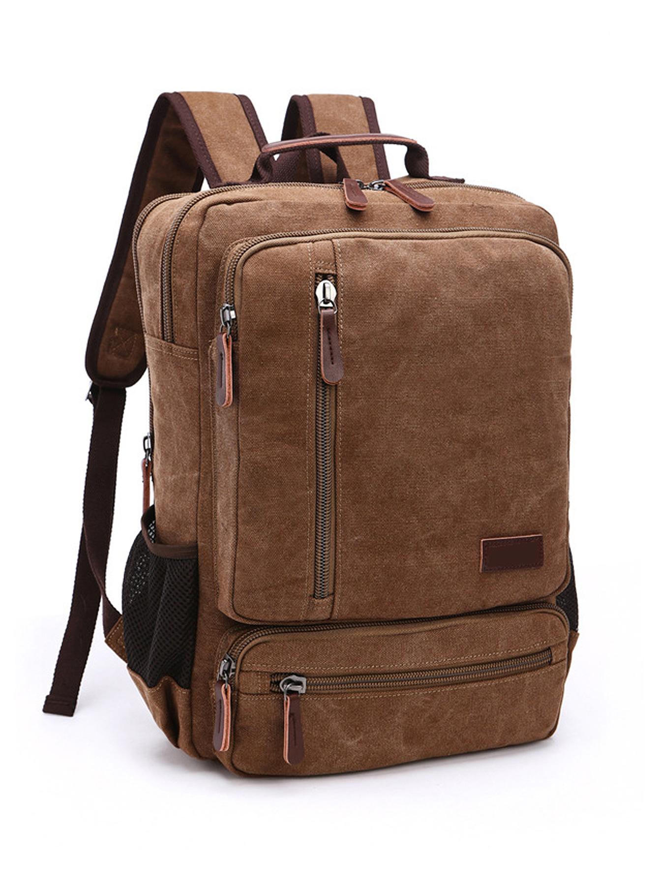 Canvas, Large Capacity, Multiple Pockets, Durable Design, Suitable for Students and Daily Use, Casual Style, Backpack for School