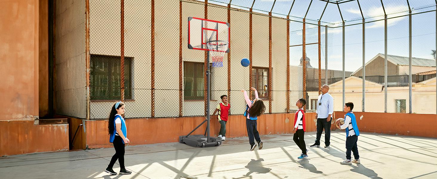Kids Basketball Hoop Outdoor 4.82-8.53ft Adjustable, Portable Basketball Hoops & Goals for Kids/Teenagers/Youth in Backyard/Driveway/Indoor, with Enlarged Base and PC Backboard