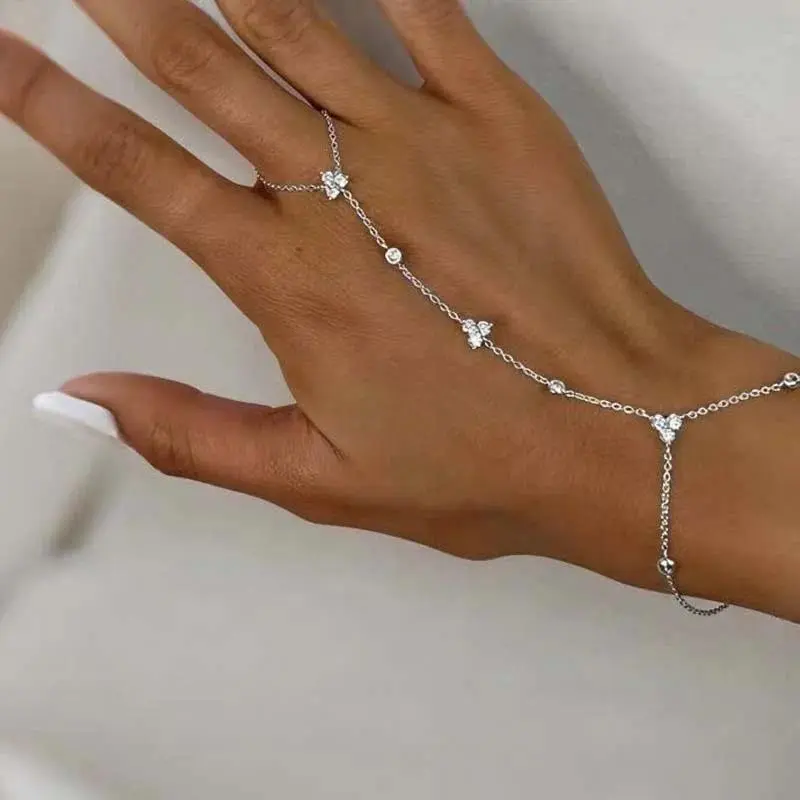 2026 New Luxury Rhinestone Flower Bracelet For Women Girls Exquisite Crystal Adjustable Charm Bracelet Wedding Jewelry