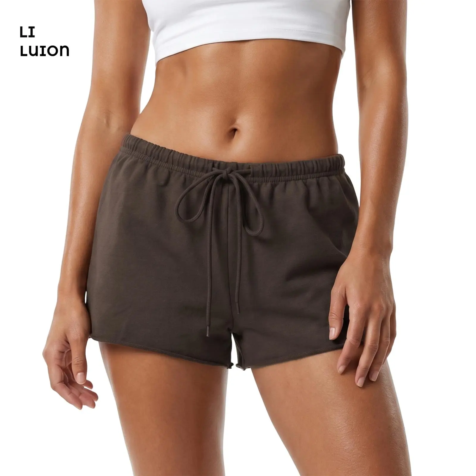 Women's Summer Cotton Drawstring Shorts Solid Color Low Waist Casual Breathable Short Pants