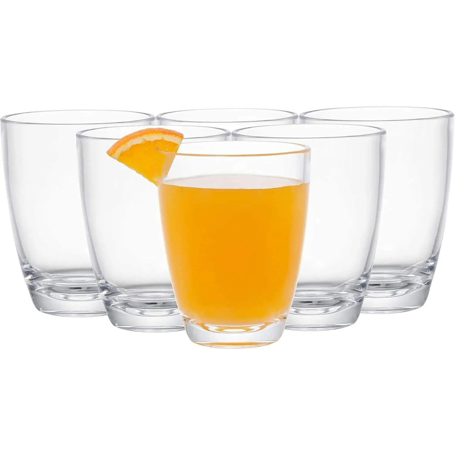 15.2 ounce, Set of 6, Acrylic Drinking Glasses Set, BPA-Free Tumblers, Stackable Plastic Drinkware, Dishwasher Safe Cups, Clear