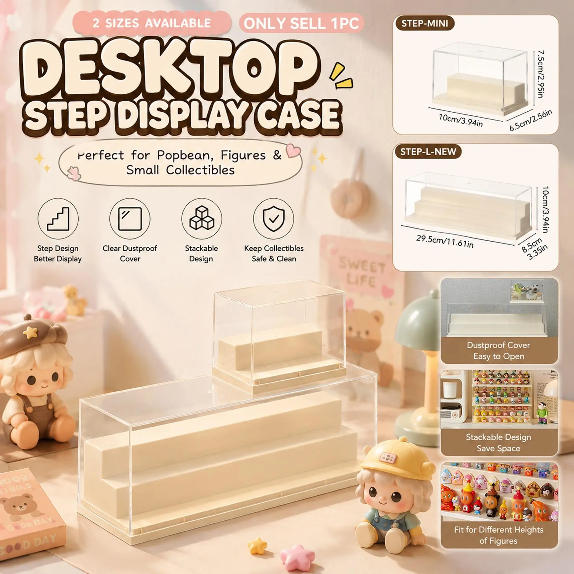 Mini Doll Figure Display Box, Dust-Proof Moisture-Resistant, Tiered Showcase for Different Heights, Essential for Collectors!
