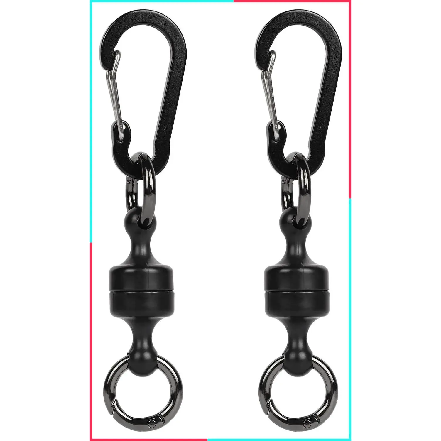 Quick Release Magnetic Keychain Holder, Strongest Magnetic Carabiner Metal Hooks for Fly Fishing, Black