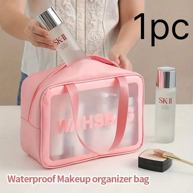 Waterproof Cosmetic Bag Portable Portable Cosmetic Storage Bag Large Capacity Pu Transparent Wash Bag Travel Storage Bag