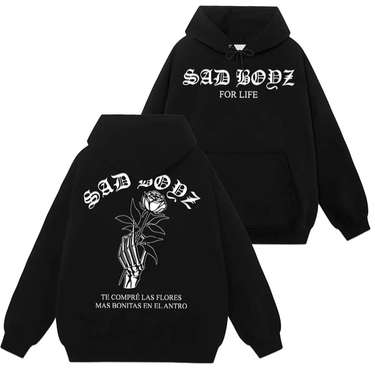 Junior H Sad Boyz Aesthetic Hoodie - Menswear Tops, Baggy Oversized Loose Latin Streetwear, Spanish Quote Graphic Sweatshirt/T-Shirt for Men, Junior H Merch