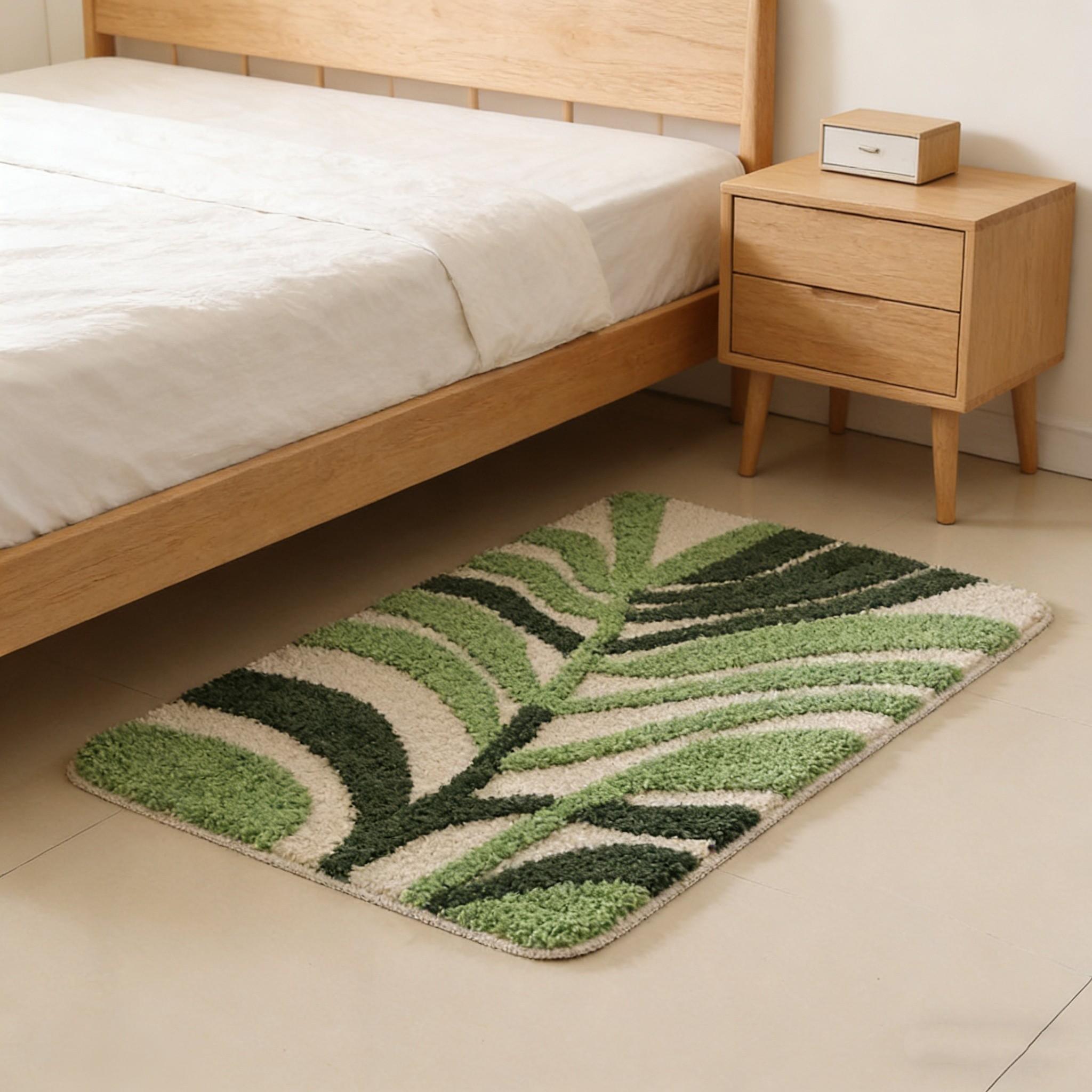 Vine-Pattern Bathroom Mat, Non-Slip Washable Water-Absorbent Soft Bath Mat, Fluffy Microfiber Rug for Floors Shower Trays Entrances