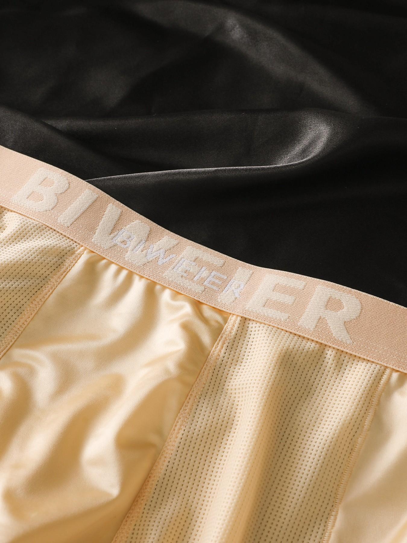 4 pcs BIWEIER men's Fitted satin briefs, Underwear with mesh fabric for breathability, soft and comfortable, suitable for home and travel.
