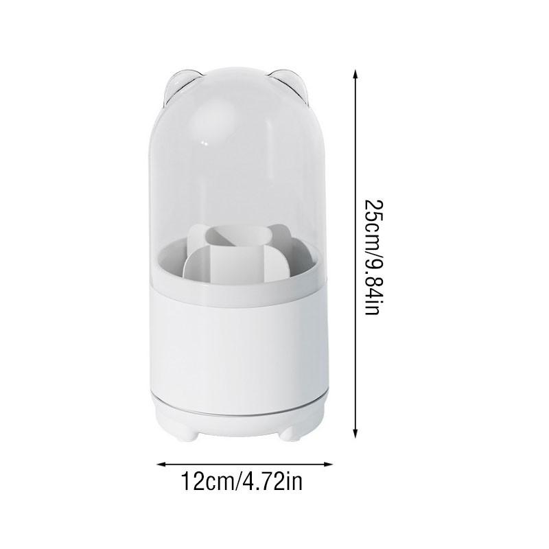 Rotating Makeup Brush Storage Box, Dustproof Beauty Brush Holder, Eyeshadow Brush Powder Brush Desktop Brow Pencil Eyeliner Pen Organizer