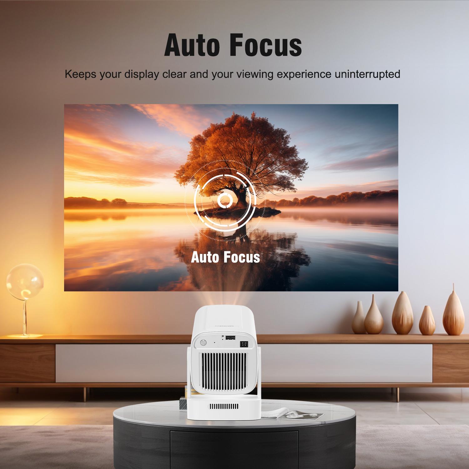 MAGCUBIC HY310 Wifi Smart Projector, 330 ANSI Auto-Focus Native 1080P, 130-inch Screen, Wi-Fi 6 and Bluetooth 5.4 with Auto Keystone Correction for Home Cinema, Audio