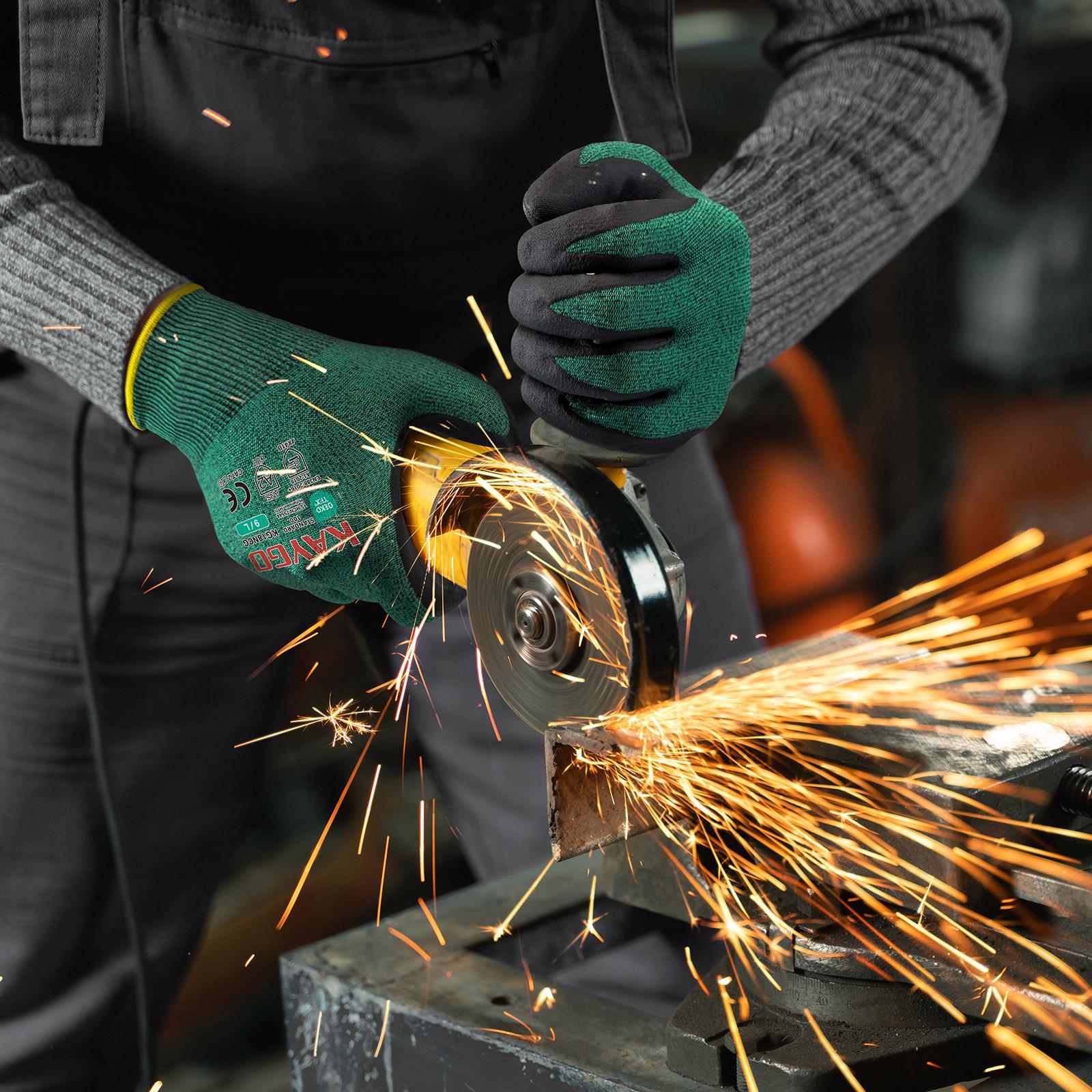 KAYGO Safety Work Gloves MicroFoam Nitrile Coated, KG18NB,Seamless Knit Nylon Glove with Black Micro-Foam Nitrile Grip, Ideal for General Purpose, Automotive, Home Improvement