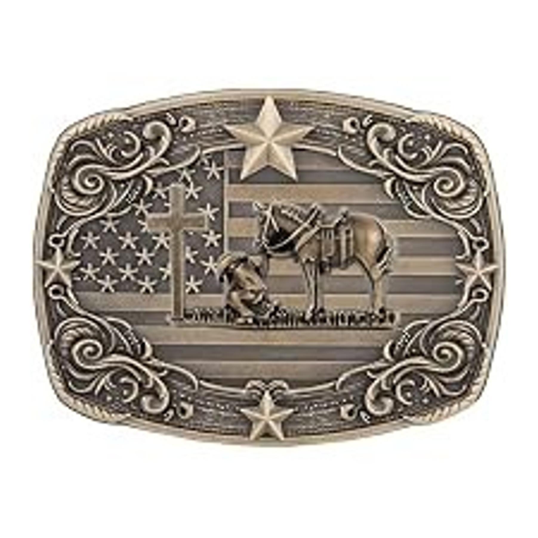 Western Cowboy Vintage Rodeo Cross Prayer Horse Belt Buckle Men(Gift)