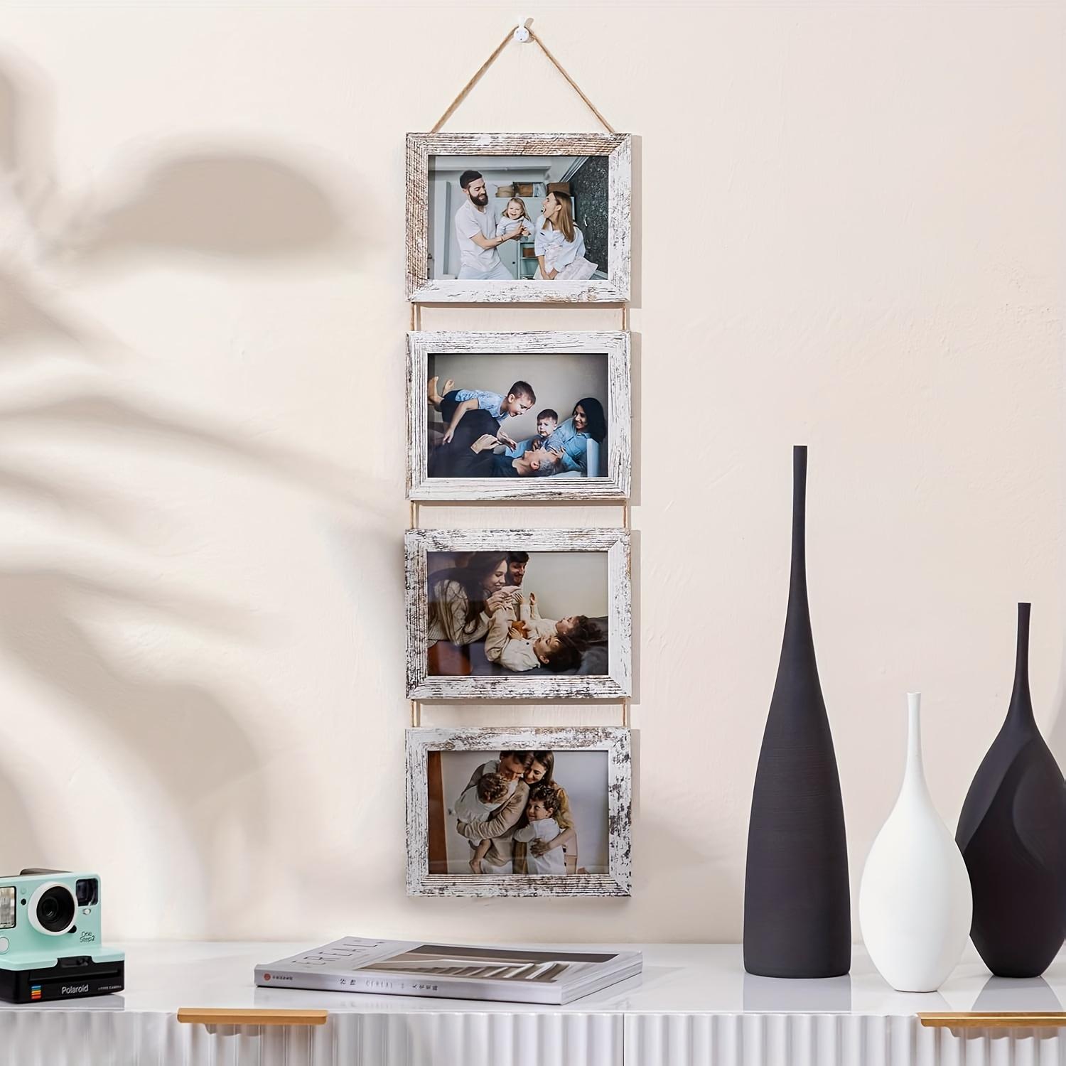 4-link wooden frame with glass - featuring a rotating plate, a 4x6 size photo display stand for collage, a hanging art wall tabletop display stand - for homnd - for home decoration, room aesthetic decoration - wedding, moving house, Christmas, Halloween