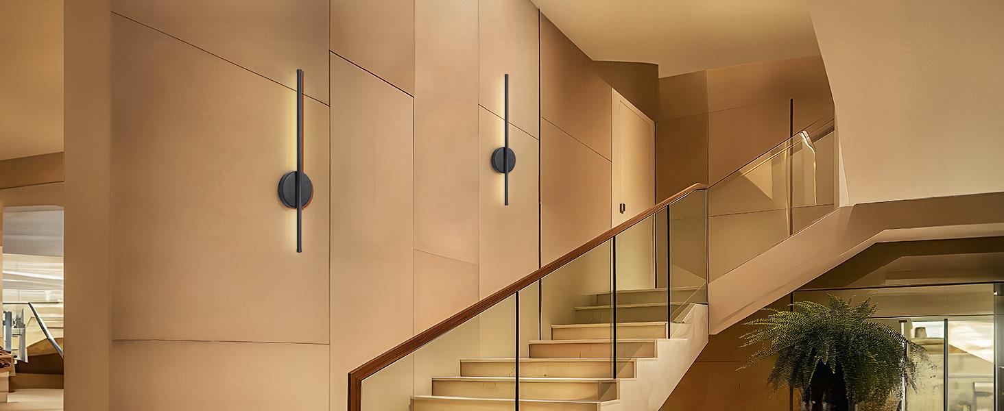 2pcs Gold/Black Recharging Wall Lamp 50cm/19.7inch LED Wall Sconces With Remote Control Magnetic Install For Bedside Hallway Stairwell Cloakroom Art Home Decor Fixture