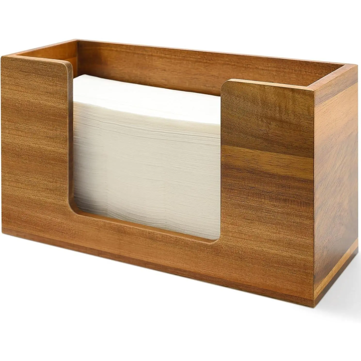 Acacia Wood Paper Towel Holder Countertop for Bathroom Fold Towel Dispenser | Wooden Bathroom Paper Towels Dispenser Multi Fold Multifold C Fold Trifold Hand Towels Toilet Restroom Counter Napkin Holder