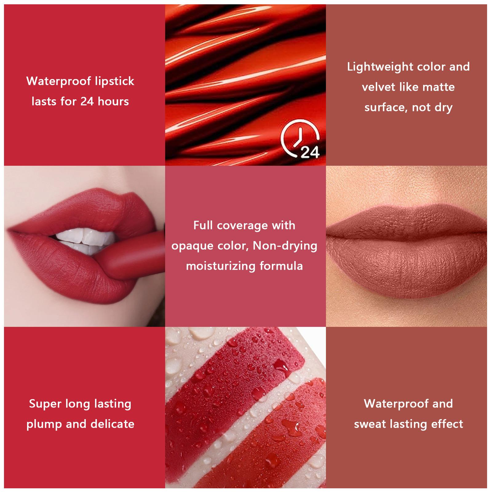 6 Pcs Vibrant Matte Lipstick Makeup Set Smooth Easy To Apply Long Lasting Coloring Moisturizer Full Color Lip Glossy Silky Cream Waterproof Cosmetic