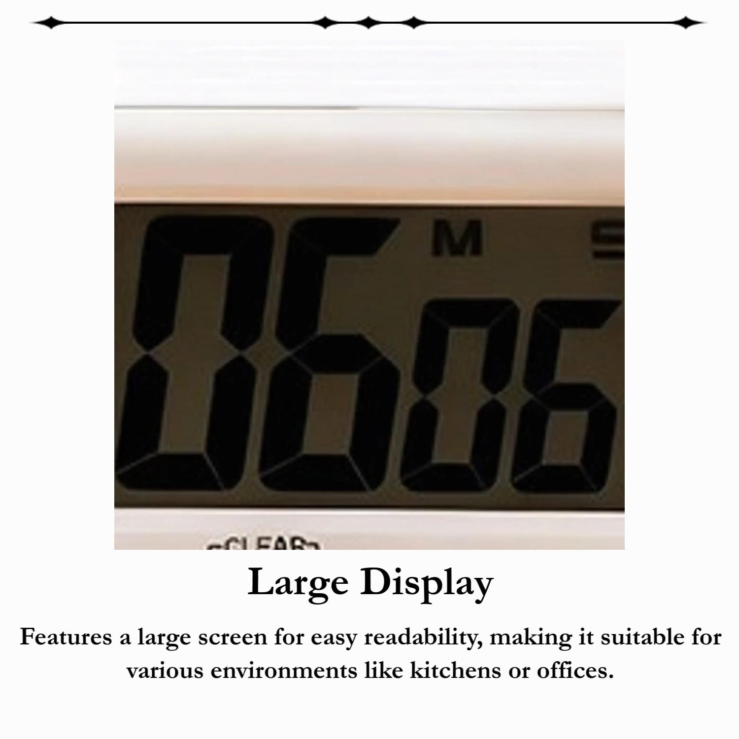 Large Screen Multifunctional Electronic Timer, Digital Timer, Magnetic Design, Countdown, Alarm, Stopwatch, Kitchen Baking, Office Study, Bedroom, Gym