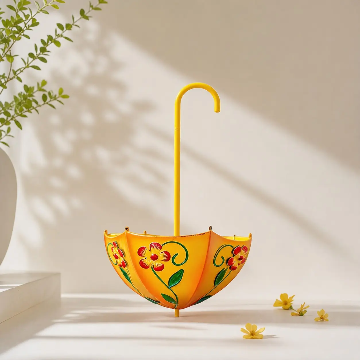 Vintage Umbrella Hanging Planter, Metal Flower Pot for Indoor Outdoor Plants, Rustic Garden Decor for Herbs Flowers Succulents