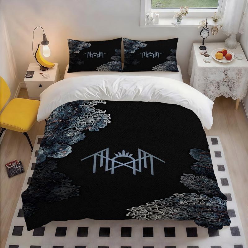 3Pcs Sleep Token unique logo Themed Patterned Breathable 100 Polyester Bedding Set, Elegant Design, Thoughtful Christmas Gift, Suits Bedroom, Guest Room & Dorm, 1 Duvet Cover 2 Pillowcases (No Insert)
