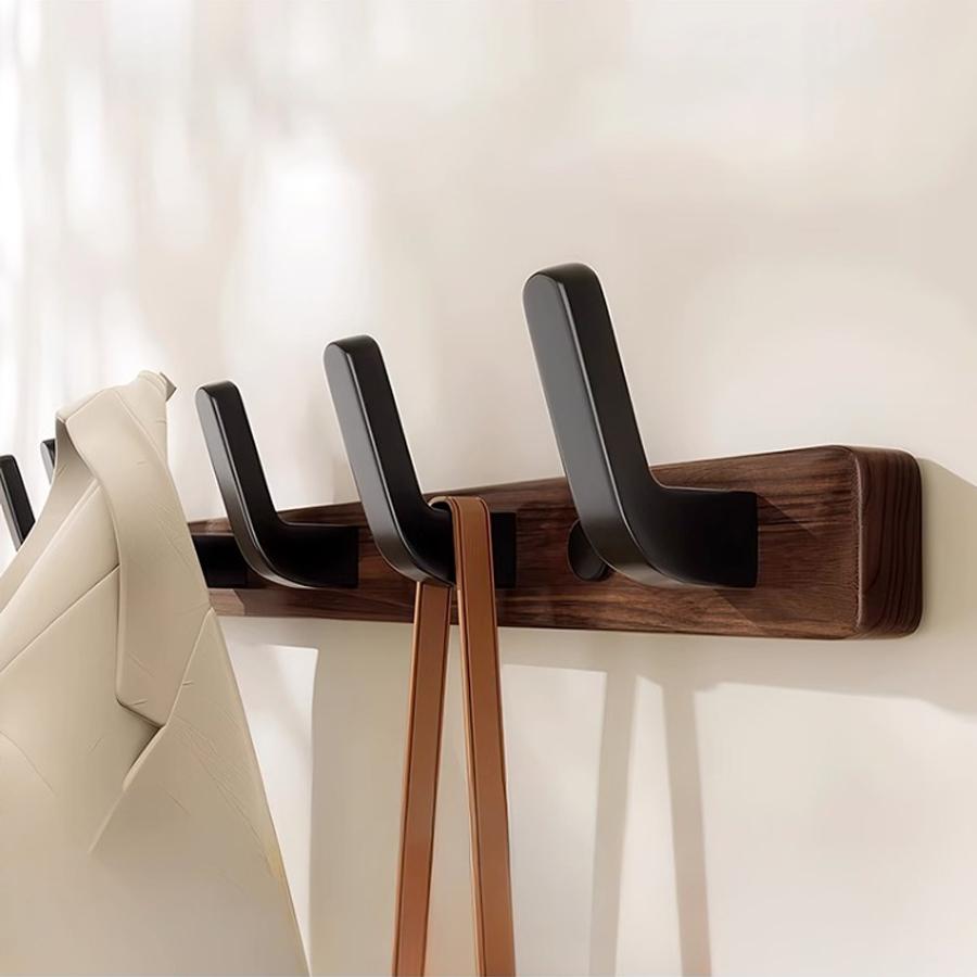 Walnut Wood Door Back Hook, Large Clothes Backpack Hat Bag Holder, Wall Mounted Fixed Bathroom Hanger, Entryway Hanging Rack