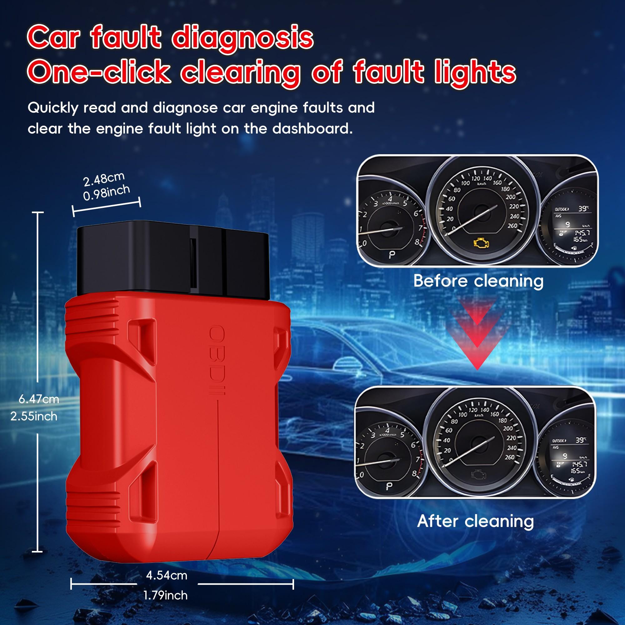 Obd2 Bluetooth-compatible Scanner Full System Car Diagnostic Tool, Code Reader for Vehicles Since 1996, Plastic Enclosure, No Ca Prop 65 Warning