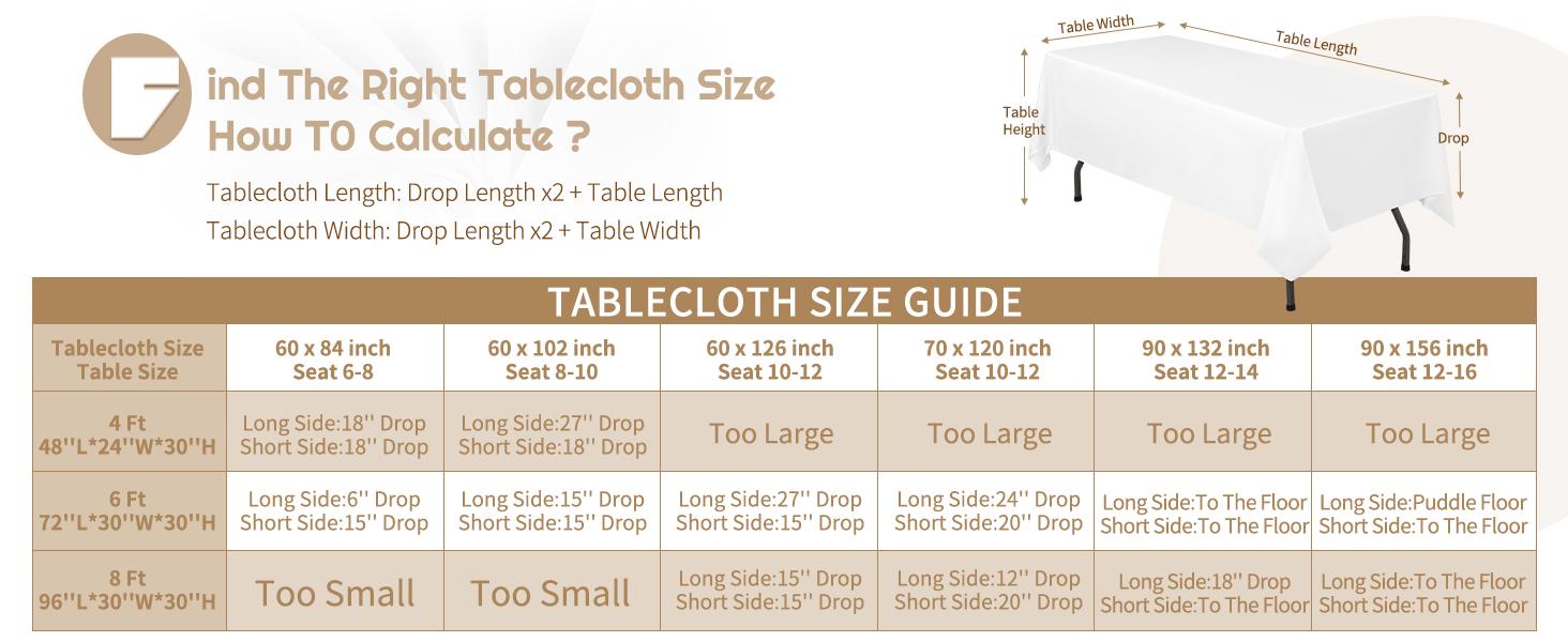 REWOMC 6/10 Pack Polyester Tablecloth for Rectangle and Round Tables,Wrinkle Free Stain Resistant Washable Table Cover,Reusable Fabric Tablecloth for Home Dining,Wedding Decor,Party Setup,Banquet Events,Restaurant,Indoor and Outdoor Patio Table Decor