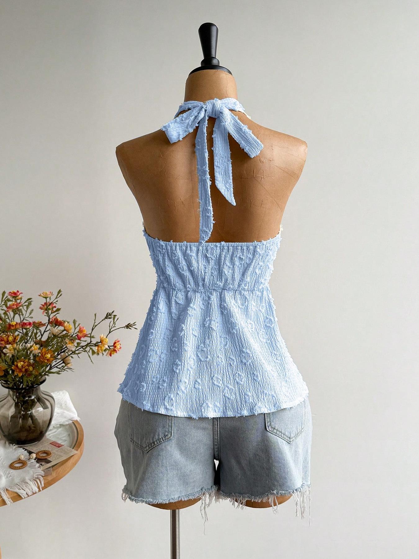 1 Piece Bohemian Style Fitted Backless Halter Top, Sleeveless, Lightweight, Aesthetic, Elegance, Perfect for Parties, Beach Trips, Music Festivals and Tropical Vacations
